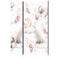 PARAVENT Akustik 3-tlg 135x172 cm Teddyb ren Regenbogen Ballons - Multicolor, Holz/Textil (135/172/3cm) - Muralo