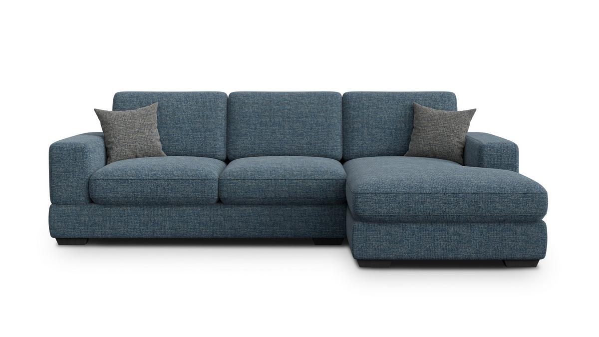 ECKSOFA OTTO 4-Sitzer, marineblau - Blau/Schwarz, Holz/Textil (279/159cm) - Wozimo