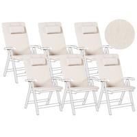 OUTDOOR-SITZKISSEN 6er-Set Hellbeige 50/45 cm Java/Amantea Premium - Beige, Textil (71/71/50cm) - Beliani
