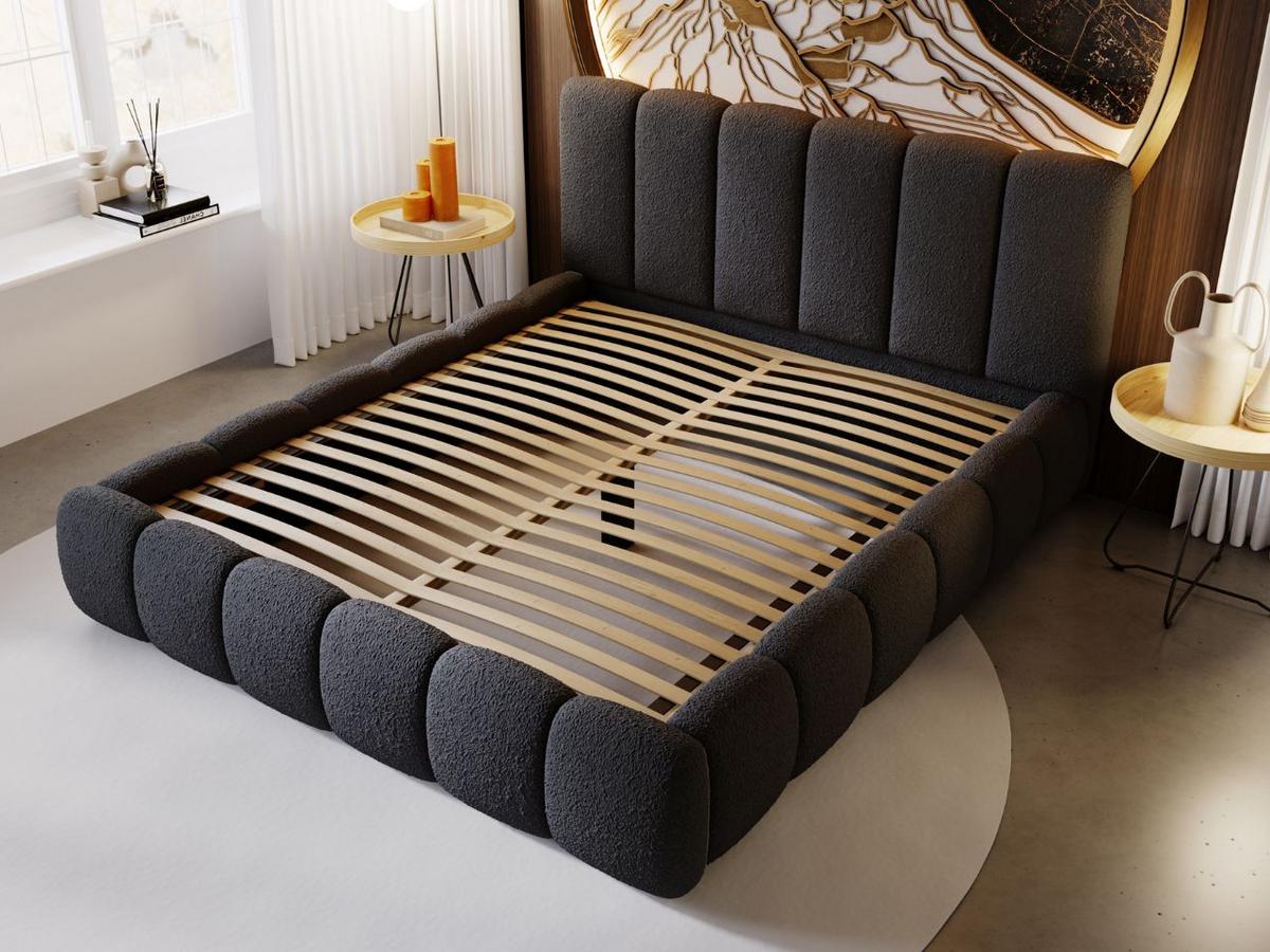 POLSTERBETT Cloud 120x200 Bouclé-Stoff Schwarz - Schwarz, Textil (120/200cm) - Graingold