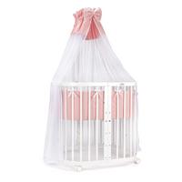 BABYBETT WHITE, 7in1 mit Matratze - Weiß/Rosa, Holz (73/123cm) - waldin