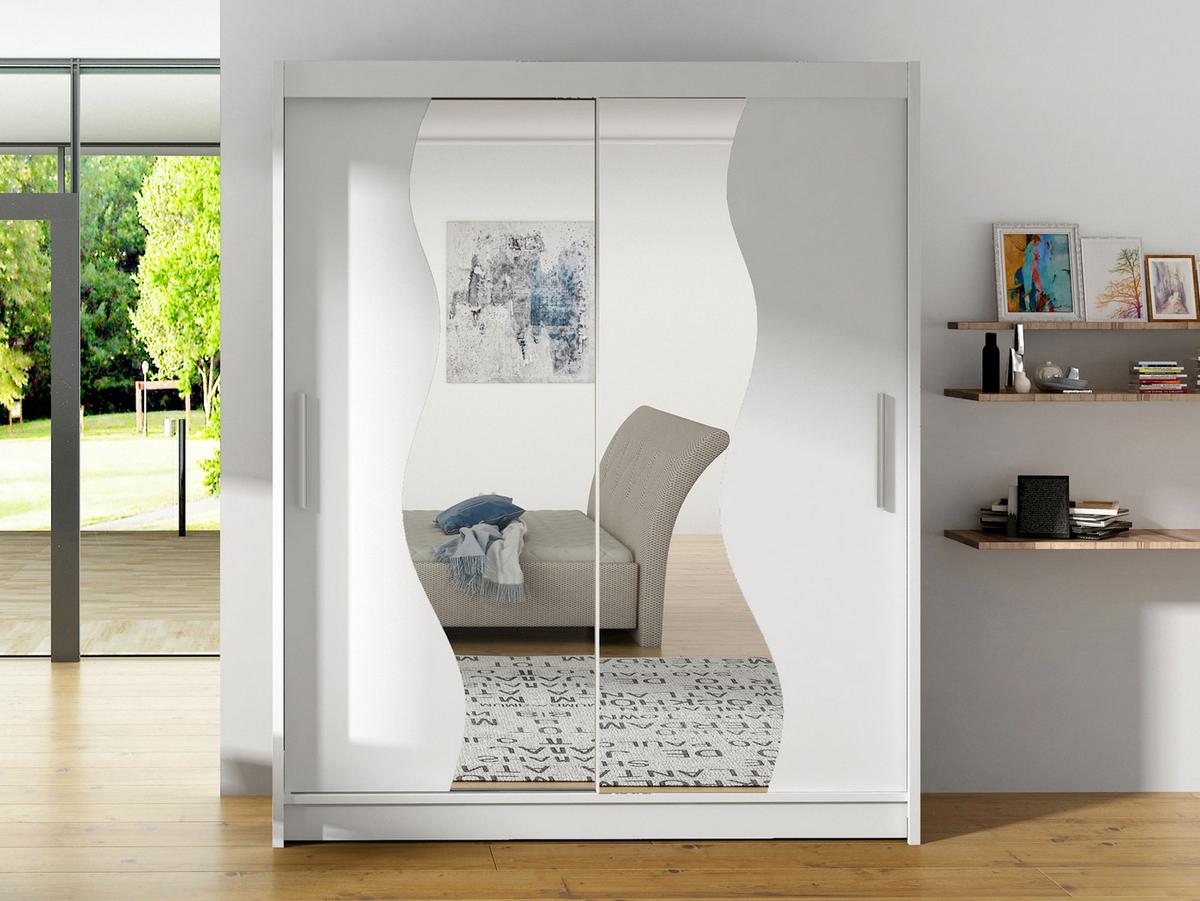 SCHWEBETÜRENSCHRANK Westa S - Silberfarben/Weiß, Holzwerkstoff/Metall (150/200/58cm) - MIRJAN24