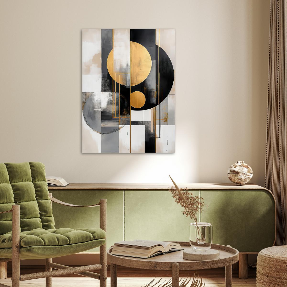 POSTER Abstrakt - Gold - Silber - Formen - Ästhetisch - Modern Deko Wohnzimmer 60x80 cm - Goldfarben, Papier (60/80/0.1cm) - MuchoWow