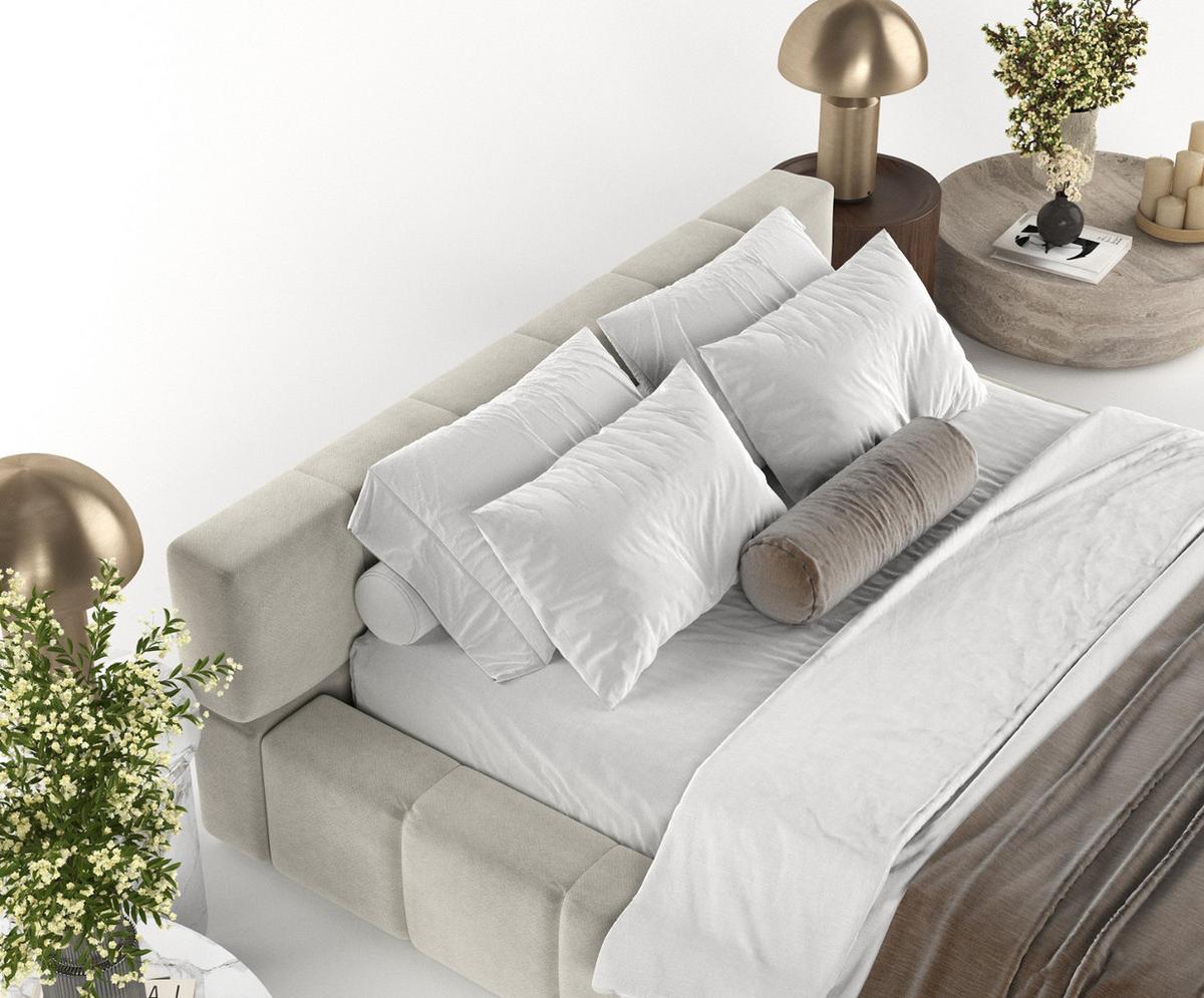POLSTERBETT Milos mit Stauraum 200/200 cm Hellbeige im Terra NW Stoff - Beige/Schwarz, Holz/Holzwerkstoff (200/200cm) - AltaBeds