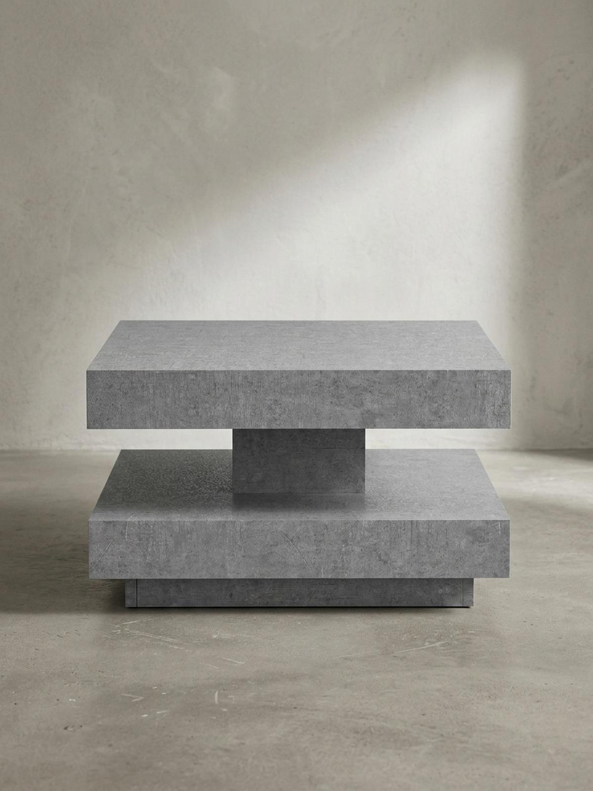 COUCHTISCH in Stein-Optik mit Stauraum, Modernes Design, Quadratisch, Grau 60x60x34 cm - Grau, Holzwerkstoff (60/60/34cm) - KADIMA DESIGN