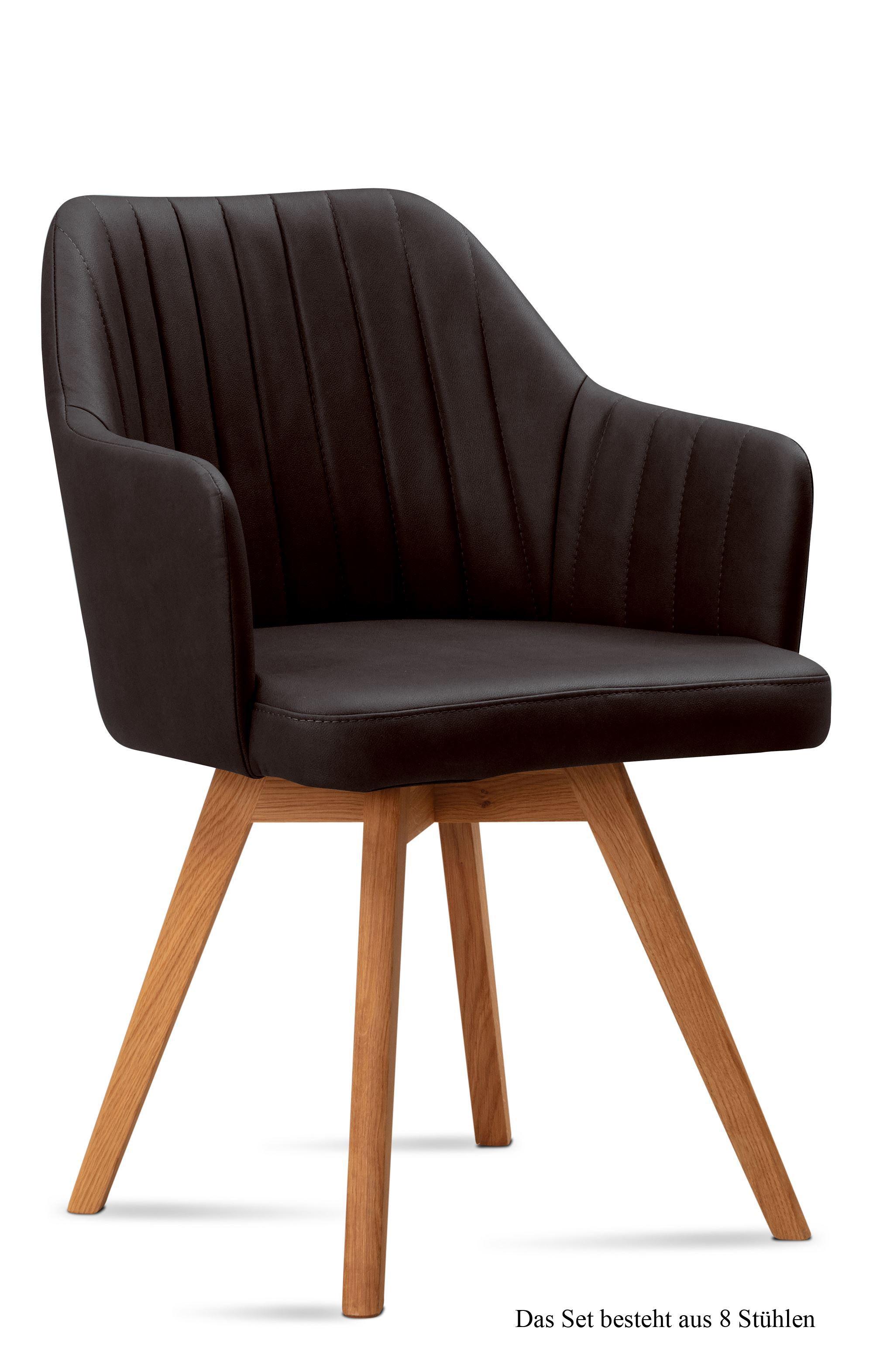 ARMLEHNSTUHL (8er-Set) Domna 58x81x60 Eiche geölt/Espresso - Eichefarben/Dunkelbraun, Kunststoff (60/81/58cm) - 58aufmkessel
