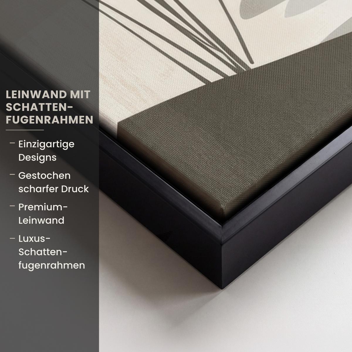 LEINWAND Bilder mit Rahmen - Japandi - Landschaft - Beige - 40x60 - Cognac, Textil (40/60cm) - MuchoWow
