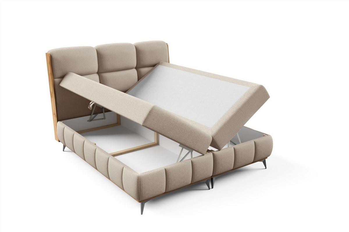 BOXBETT Charlie Premium - Beige, Holzwerkstoff/Textil (180/200cm) - Fun Möbel