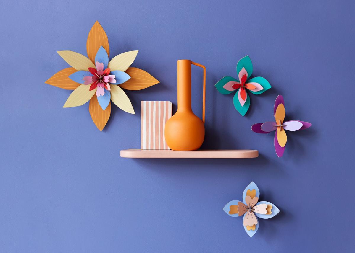 WANDDEKO 3D-Blume 5/18 cm - Multicolor, Wellpappe (5/18/17cm) - Studio Roof