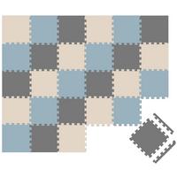 SPIELMATTE mit Rand - 270/90/1 cm Puzzlematte Grau Blau Beige - Grau, Kunststoff (30/30cm) - Littletom