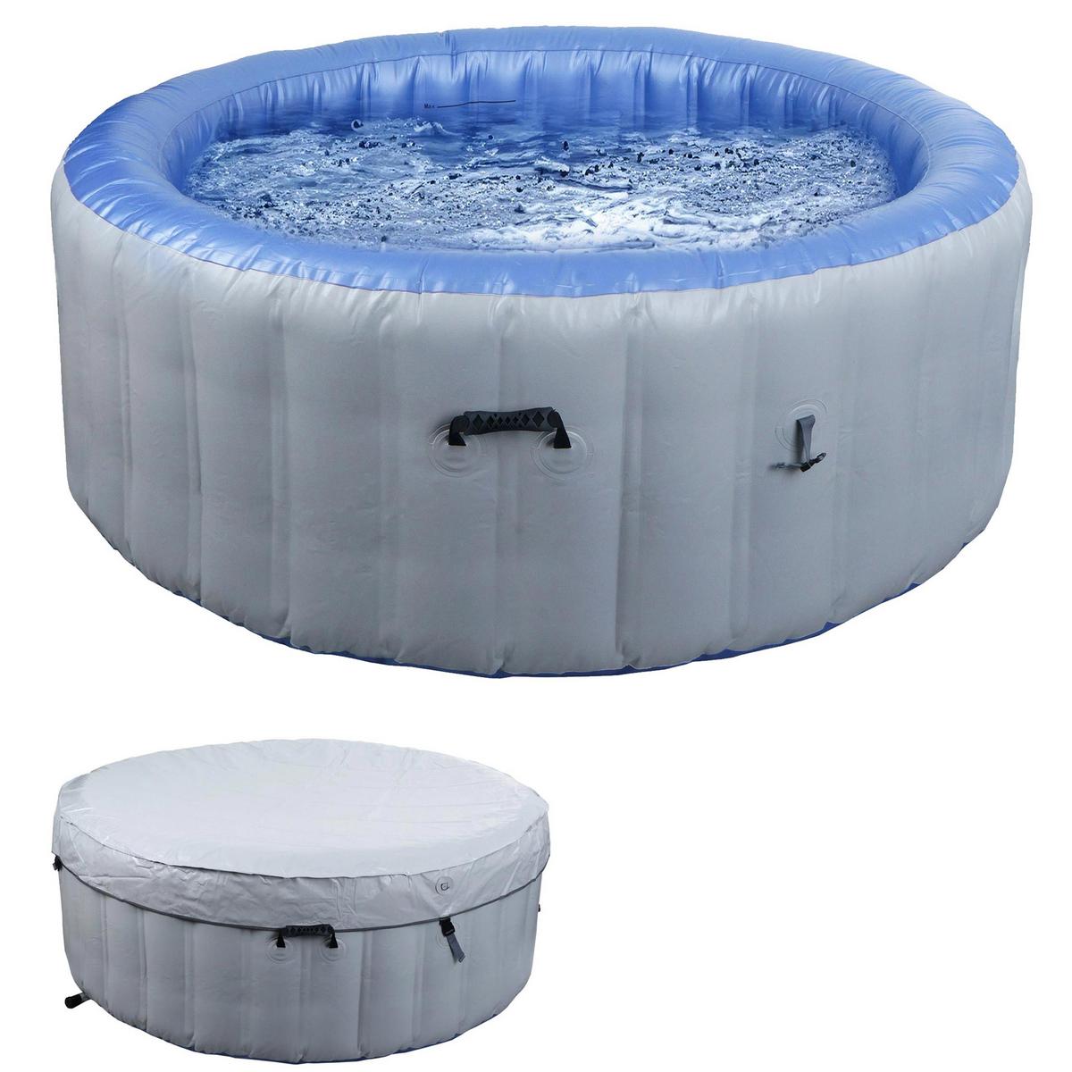 ERSATZ-WHIRLPOOL rund Grau, Blau - Blau/Grau, Textil (180/63/180cm) - MCW