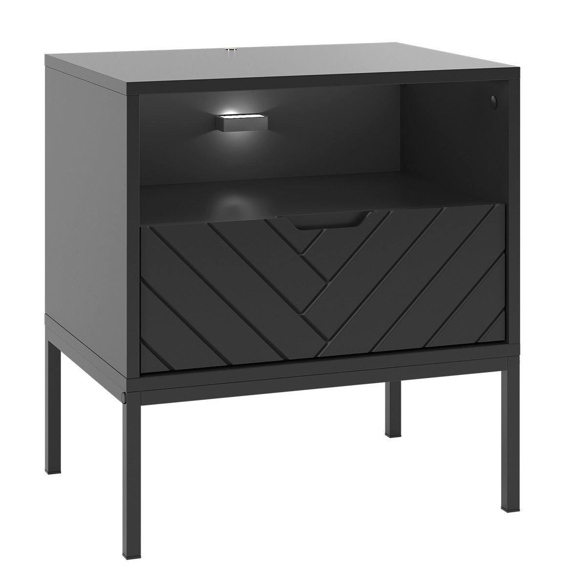 NACHTTISCH Daria Schwarz - Schwarz, Holzwerkstoff (53/77/39cm) - Petits-meubles