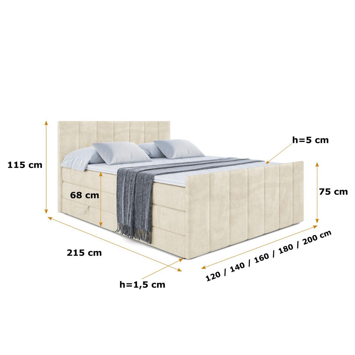 BOXSPRINGBETT MOETI-Z KING - 180x200 - H3/H4 - Beige - Beige, Holzwerkstoff (180/200cm) - ALTDECOR
