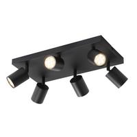 DECKENSTRAHLER Bergheim 6-flammig 40/20/14.4 cm - Schwarz, Metall (40/20/14.4cm) - Nettlife