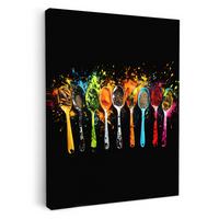 LEINWANDBILD Löffel - Gewürze - Modern - Graffiti - Farbe - Farbenfroh Room Decor 30x40 cm - Multicolor, Textil (30/40cm) - MuchoWow