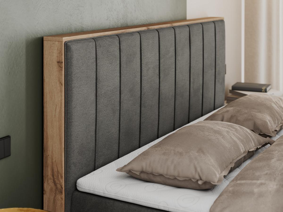 BOXBETT BELLISSIMO 180/200 Dunkelgrau Velvet - H4 - Dunkelgrau, Holz/Textil (180/200cm) - MKS