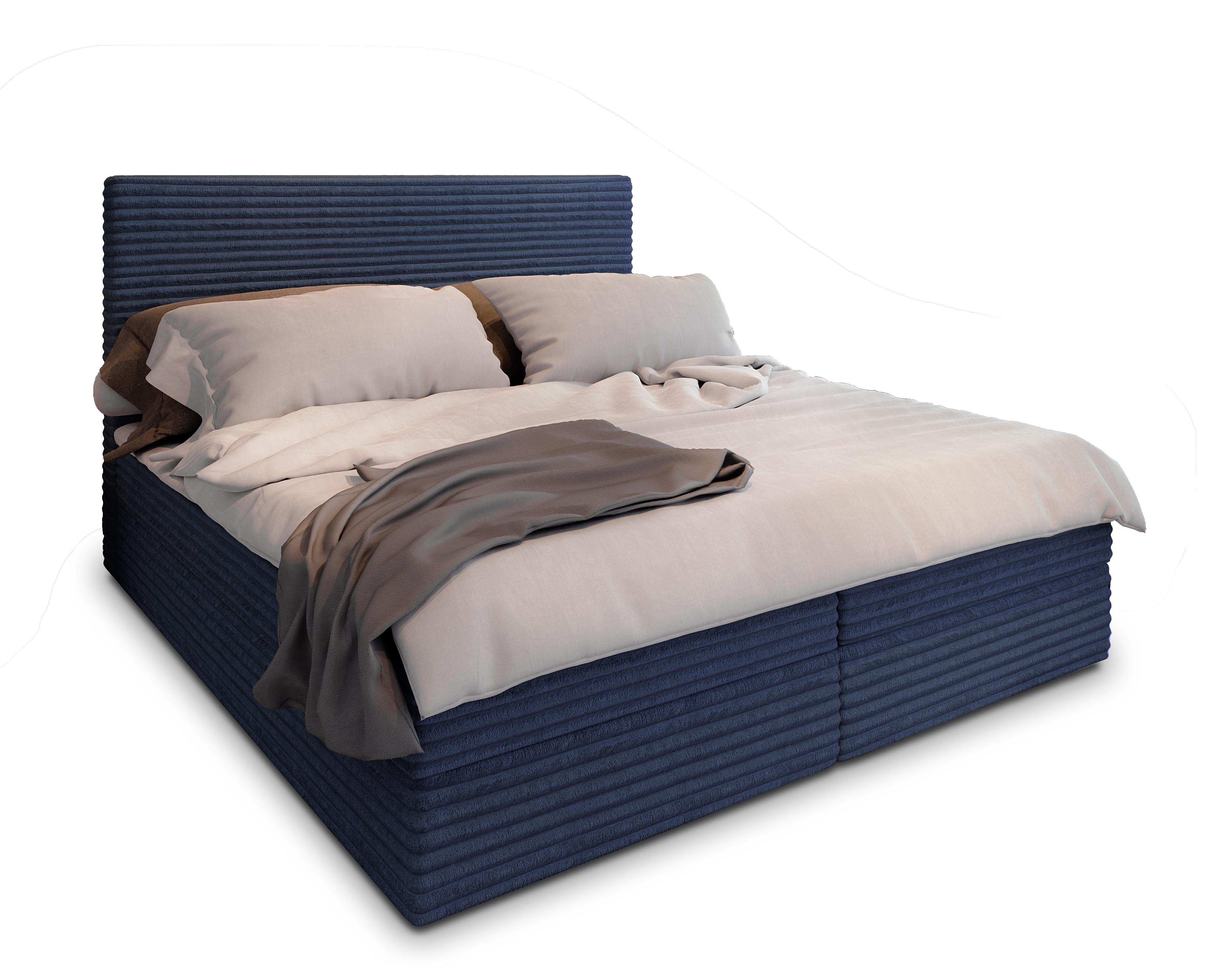 BOXBETT PISA 160x200 cm mit Matratze und Topper - Blau - Blau, Holz (160/200cm) - MASSENO