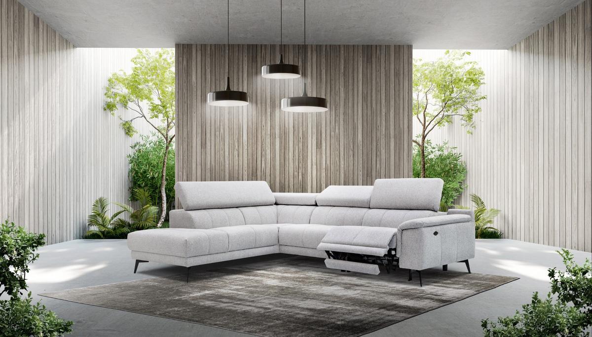ECKSOFA FIERO 5-Sitzer mit 1 Relaxfunktion, hellgrau - Hellgrau, Holzwerkstoff/Textil (228/290cm) - Wozimo