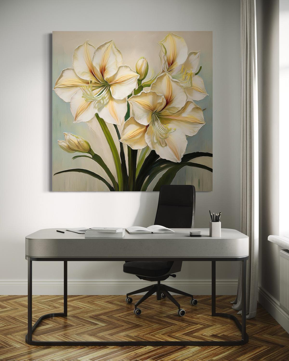 WANDBILD blumen lilien weiß - Weiß, Textil (30/30cm) - Feeby