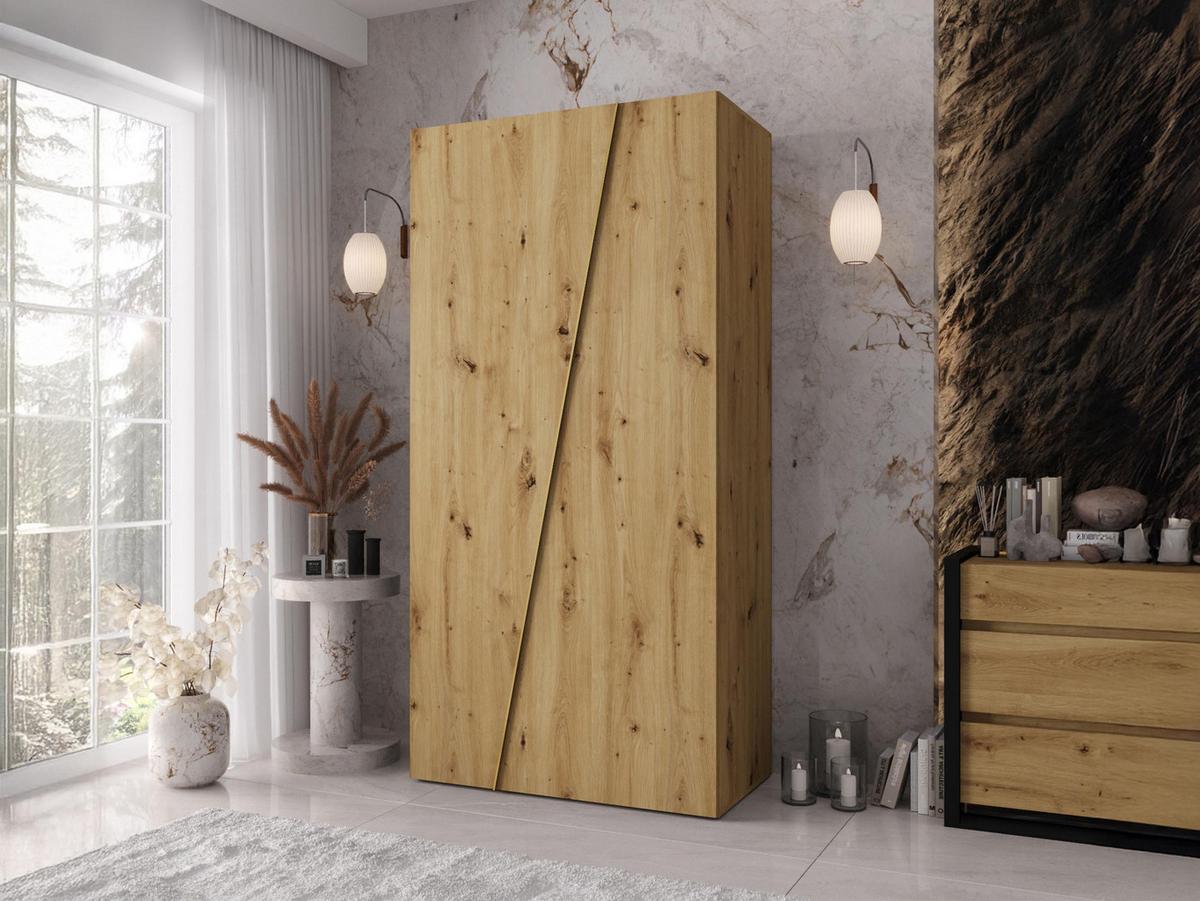 DREHTÜRENSCHRANK Zen 100 cm - Goldfarben/Schwarz, Holzwerkstoff/Kunststoff (100/202/50cm) - MIRJAN24