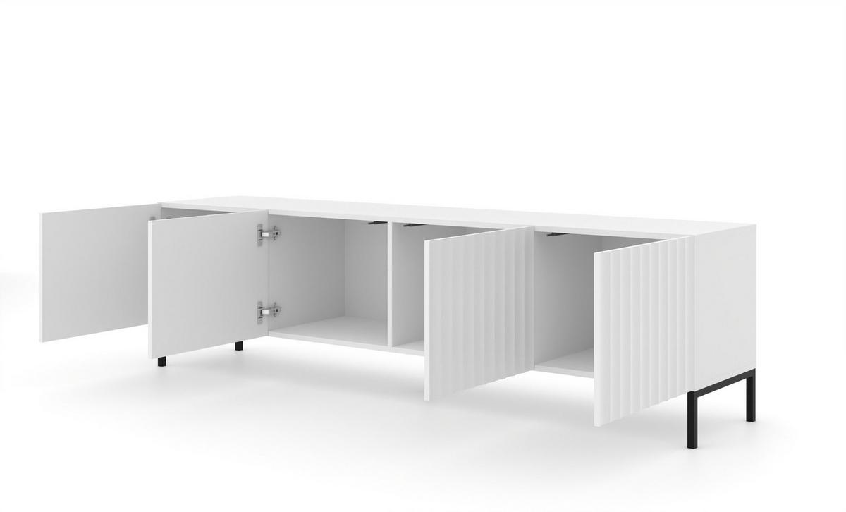 TV LOWBOARD Weiß, Schwarz 200/56/42 - Schwarz/Weiß, Holzwerkstoff (200/56/42cm) - RAUMHIRSCH FURNITURE