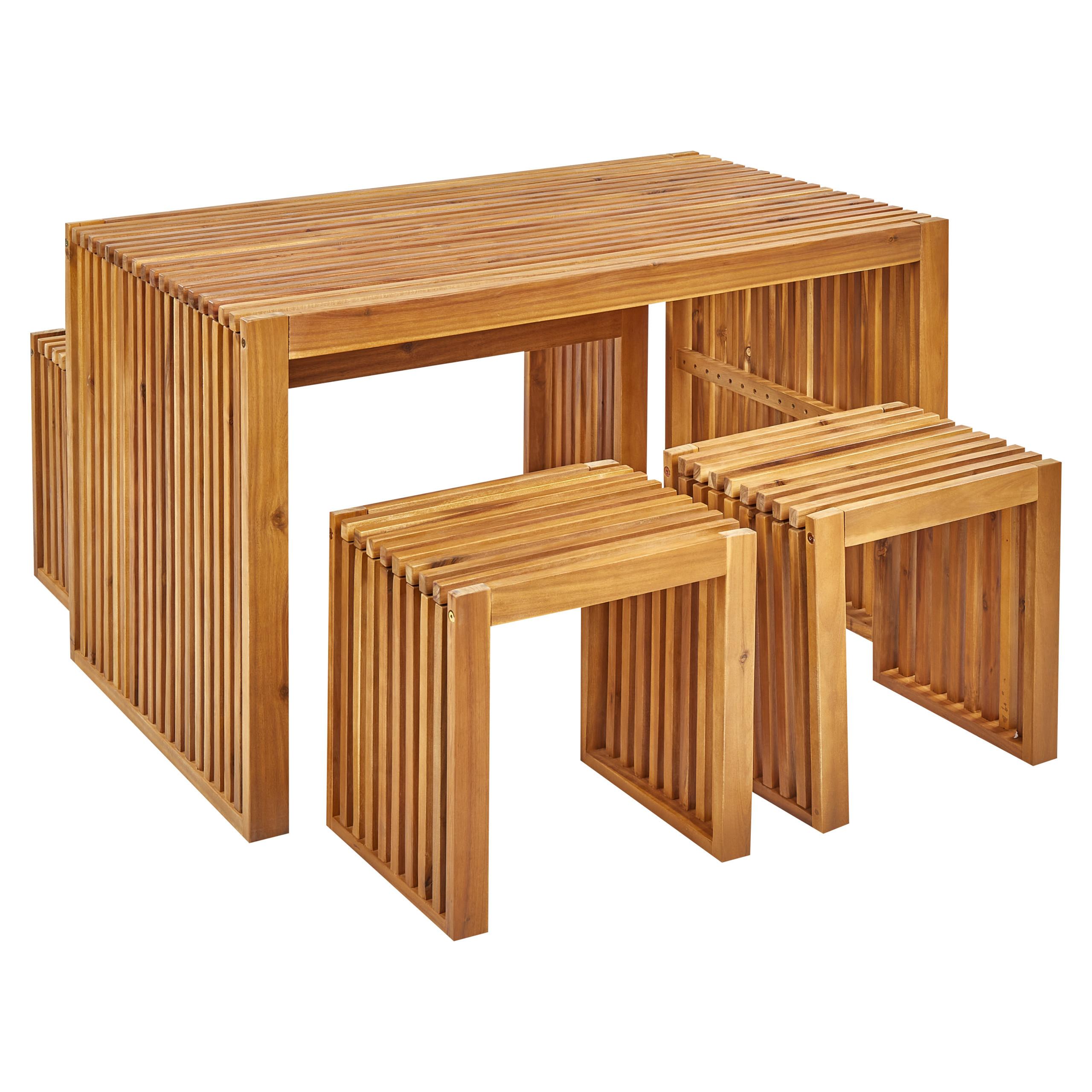GARTENMÖBEL SET 4-Sitzer Akazienholz hellbraun 4-teilig Bellano - Hellbraun, Holz - Beliani