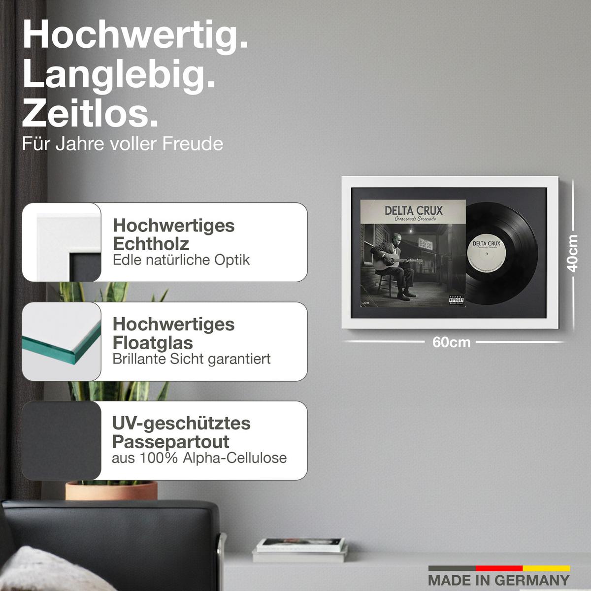 SCHALLPLATTEN BILDERRAHMEN 40/60 2er Set - Weiß, Holz (60/40cm) - K-Möbel