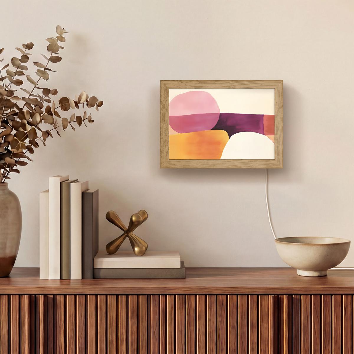 WANDLEUCHTE Formen - Abstrakt - Farbenfroh 20x15 cm - Rosa, Holzwerkstoff (20/15/8cm) - OnlyWow