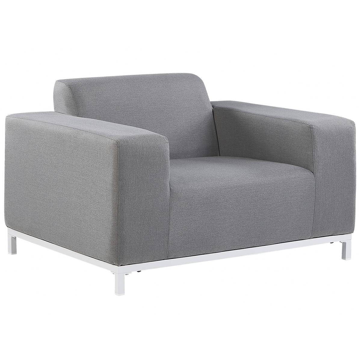 GARTENSESSEL 2er-SET grau/weisses Gestell Rovigo - Weiß/Grau, Textil (105/68/84cm) - Beliani