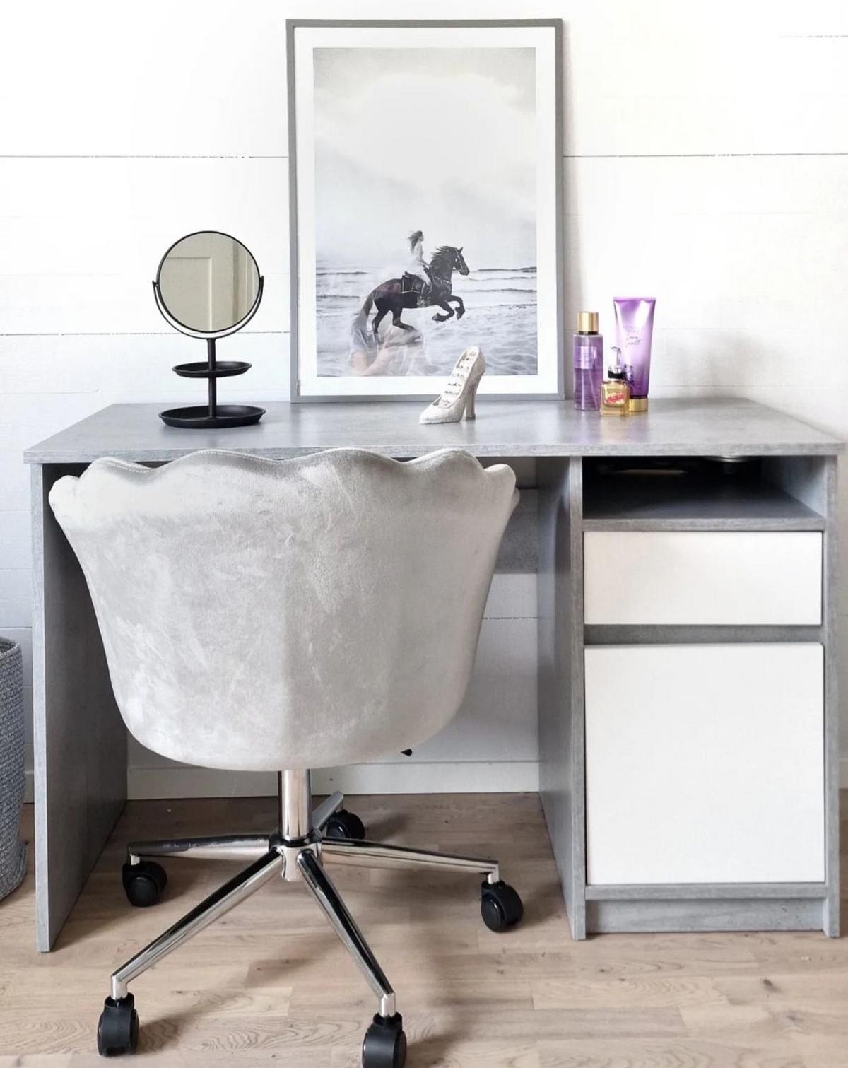 BÜROSTUHL Samtstoff Grau Monticello - Grau, Textil/Metall (67/78/65cm) - Beliani
