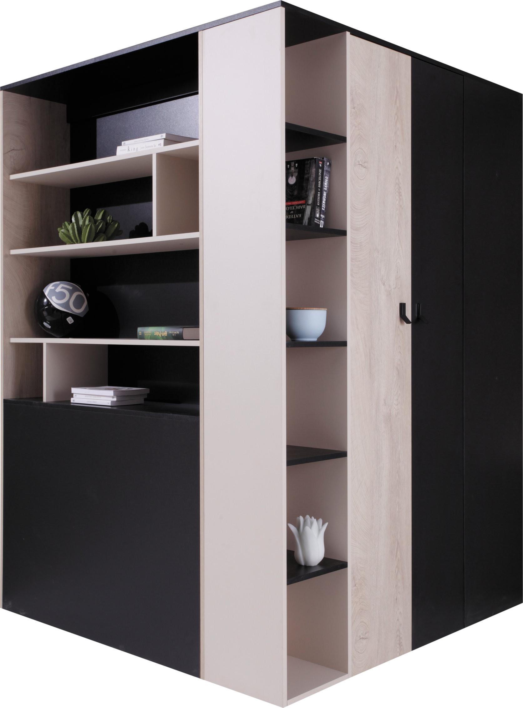 DREHTÜRENSCHRANK ISEO 135/190/135cm 2-türig Weiß - Blau/Weiß, Holzwerkstoff (135/190/135cm) - MASSENO