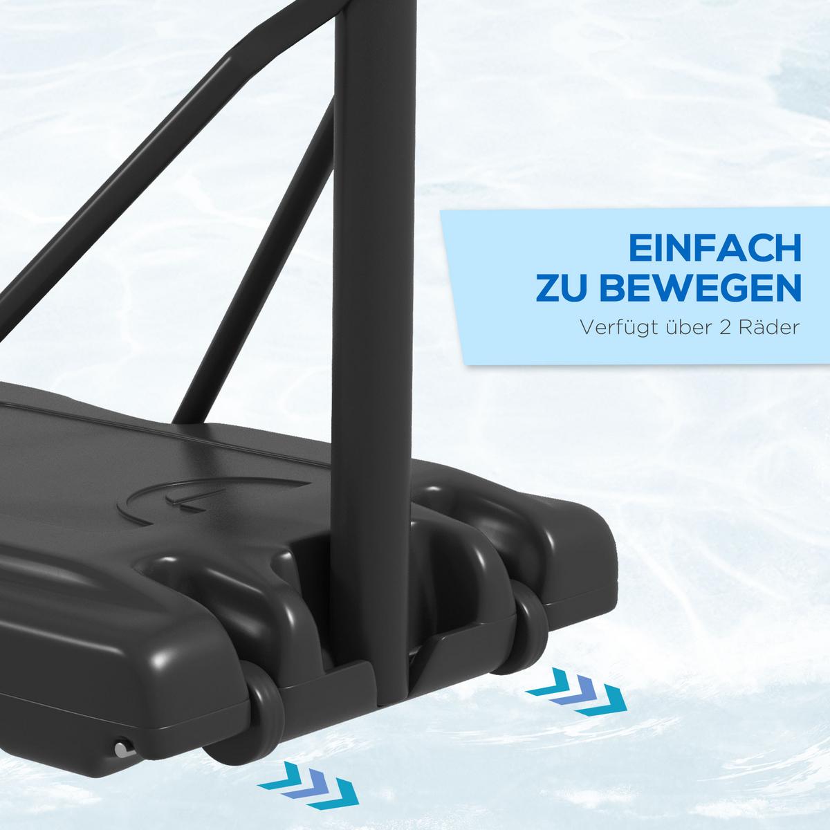 2-IN-1 Basketballständer 230-305cm Höhenverstellbarer Basketballkorb mit Ständer - Schwarz, Metall (60/90cm) - SPORTNOW