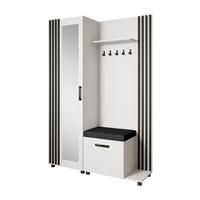 GARDEROBENSCHRANK Livia mit Aufhängern und Spiegel, Weiß, rechts - Schwarz/Weiß, Holzwerkstoff (137/207/42cm) - Beautysofa