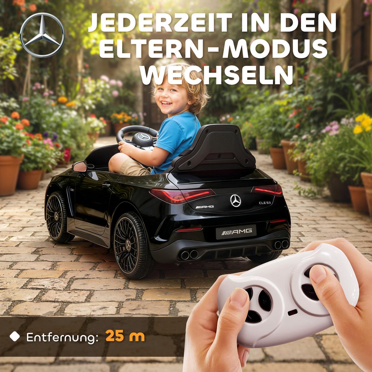 KINDER-ELEKTROAUTO 2 x 12V Kinderauto mit Musik, MP3, Sanftem Start/Stopp - Schwarz, Kunststoff (99/55/43cm) - AIYAPLAY