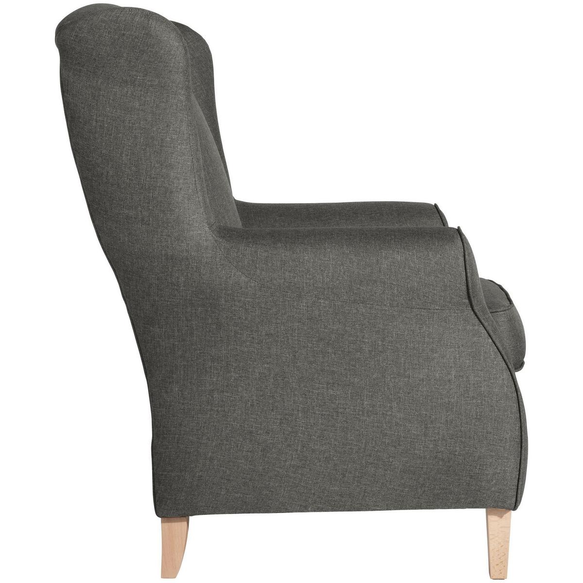 OHRENSESSEL Karlen Bezug Flachgewebe Buche natur / anthrazit - Anthrazit/Buchefarben, Kunststoff (86/103/77cm) - 58aufmkessel