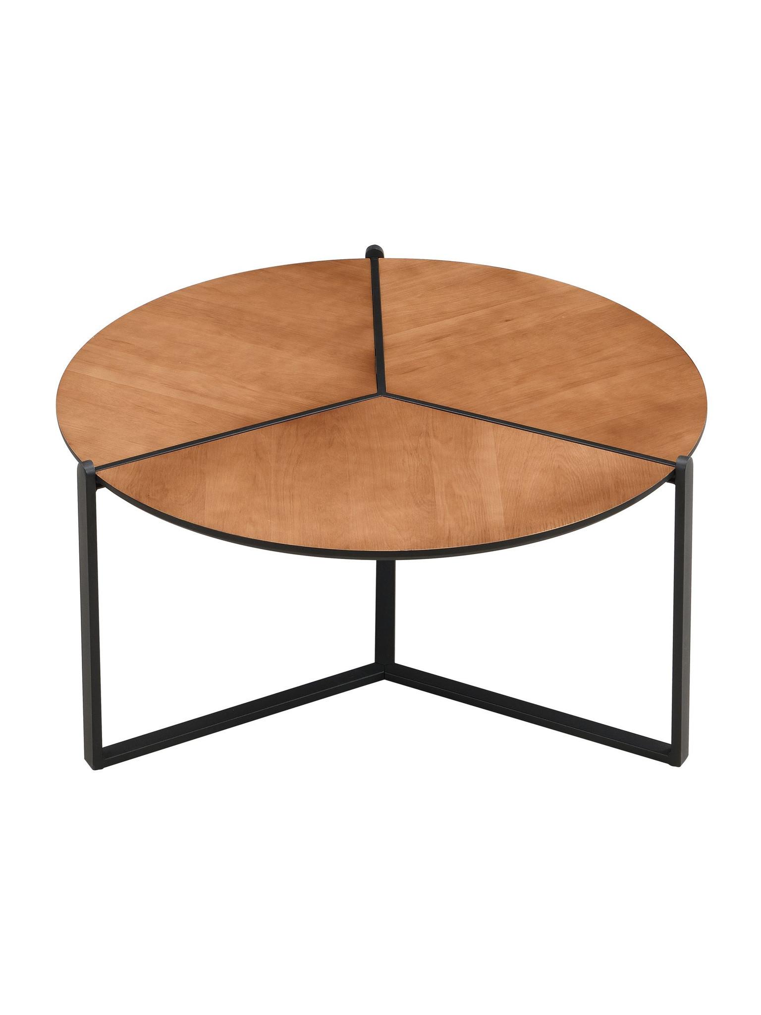 COUCHTISCH BOLSENA, MDF, in Holzoptik, Braun-Schwarz, Ø 80 x 42 cm - Schwarz/Braun, Holzwerkstoff/Metall (80/80/42cm) - KADIMA DESIGN