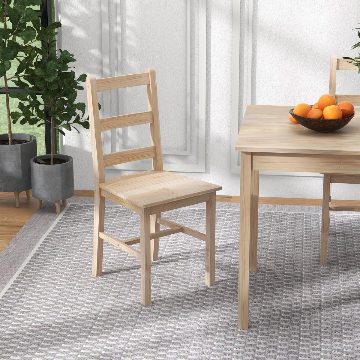 5-TLG. Essgruppe, Esstisch mit 4 Stühlen, platzsparend Esszimmergruppe, Natur - Naturfarben, Holz (73/75/118cm) - HOMCOM