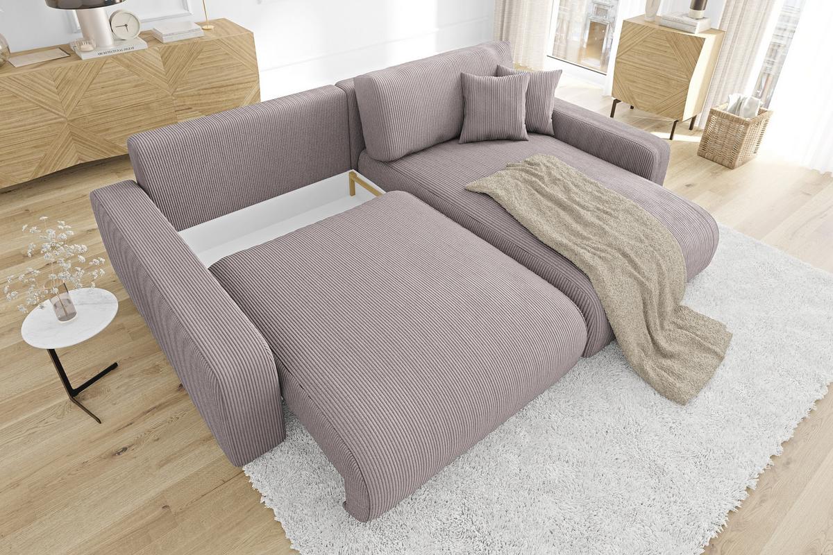 ECKSOFA Emma Puderrosa Cord - Ottomane rechts - Pink, Textil (234/170cm) - S-Style Möbel