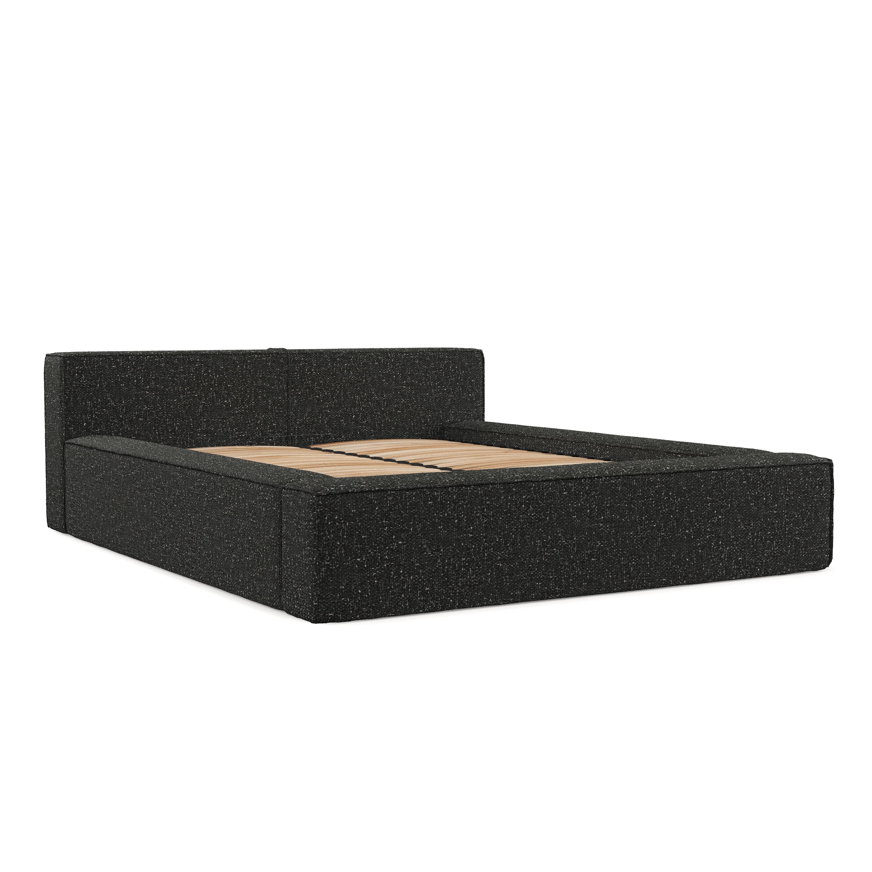 POLSTERBETT Casto mit Stauraum 140/200 cm Schwarz im Blur Stoff - Schwarz/Naturfarben, Holz/Holzwerkstoff (140/200cm) - AltaBeds