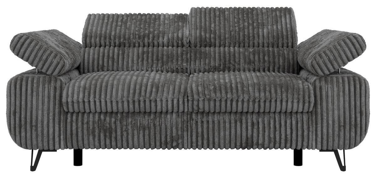 2-SITZER SOFA PETER - Grau Cord - Schwarz/Grau, Textil/Metall (200/76/99cm) - MKS