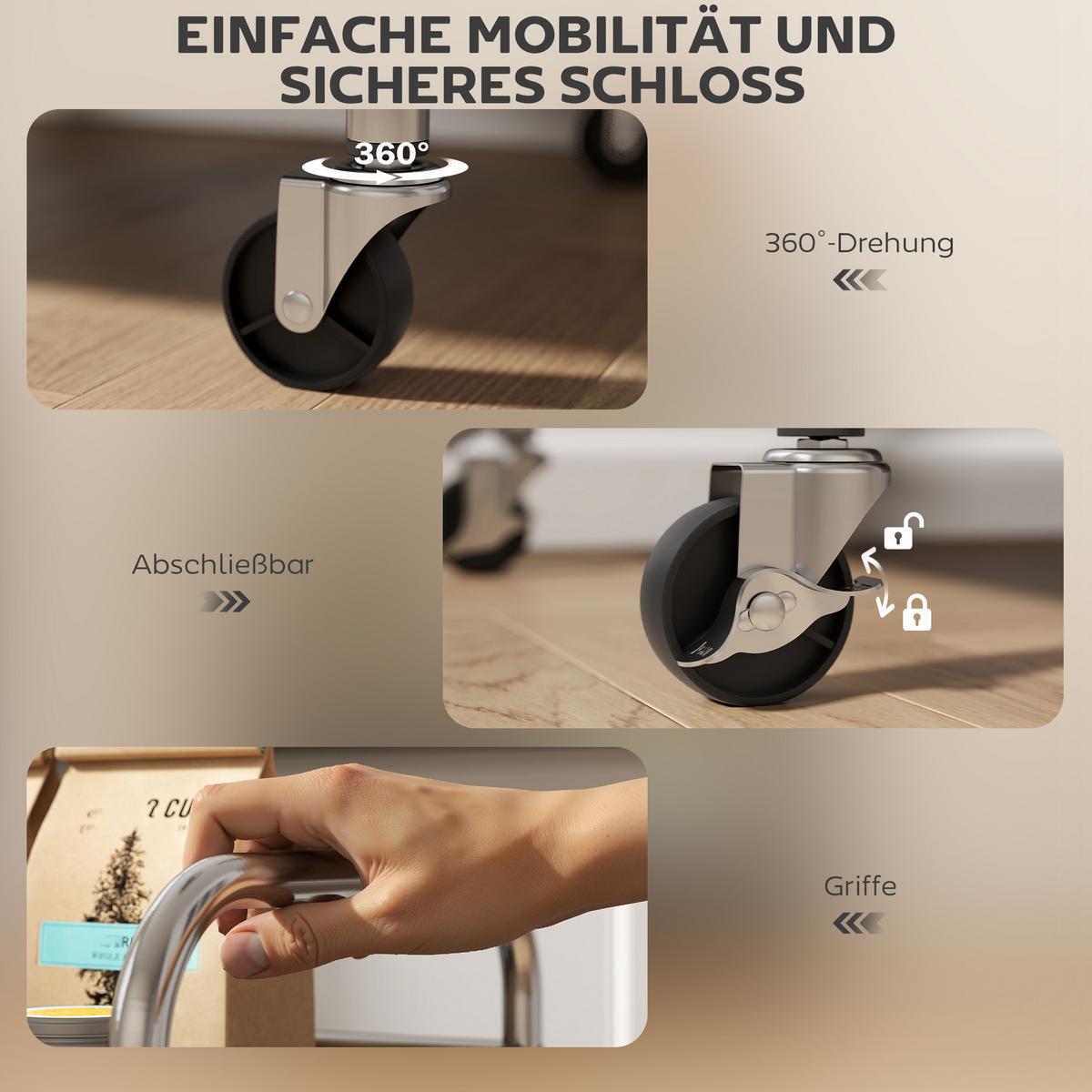 SERVIERWAGEN Edelstahl Silber - Silberfarben, Metall (35/100/60cm) - HOMCOM
