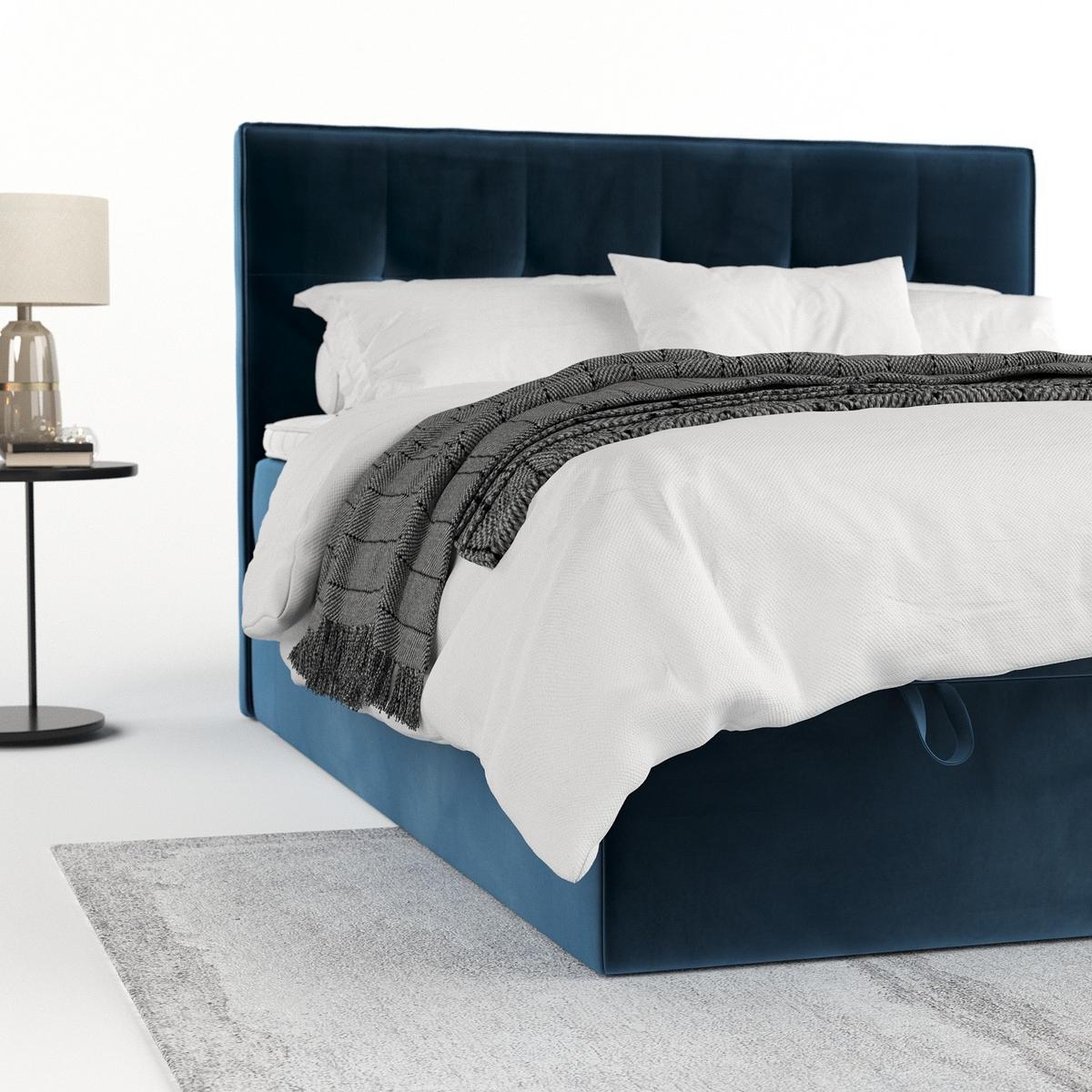 BOXBETT Tivra 160/200 cm Dunkelblau im Kronos Stoff - Schwarz/Dunkelblau, Holz/Holzwerkstoff (160/200cm) - AltaBeds
