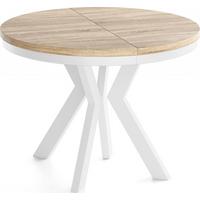 ESSTISCH Savio Weiß Neo rund ausziehbar verlängerbar, Eiche Sonoma Hellbraun 80-130/80/77 cm - Weiß/Sonoma Eiche, Holz/Holzwerkstoff (80/130/77cm) - WFL GROUP