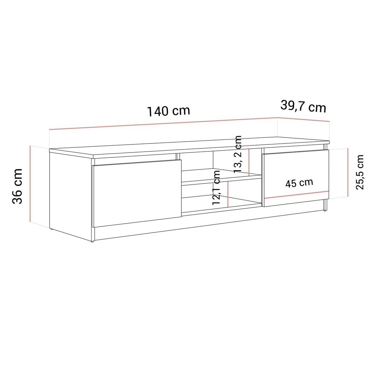 LOWBOARD HANA 140 cm Kaschmir - Kaschmir, Holzwerkstoff (140/36/40cm) - Lookway