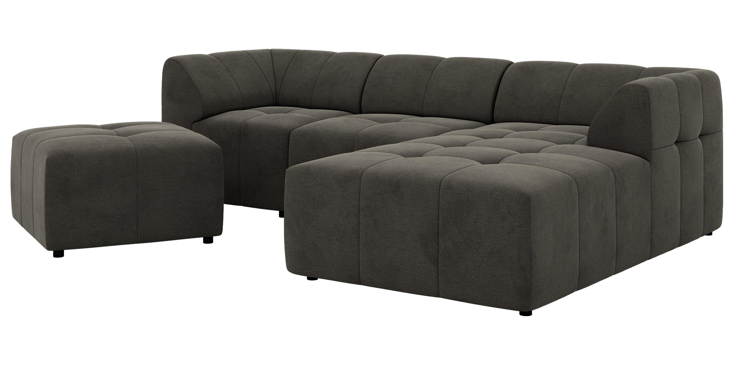 ECKSOFA VORITA L 4M - Dunkelgrau Velvet - Rechts Seite - Dunkelgrau/Schwarz, Kunststoff/Textil (176/267cm) - MKS
