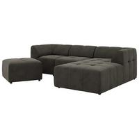 ECKSOFA VORITA L 4M - Dunkelgrau Velvet - Rechts Seite - Dunkelgrau/Schwarz, Kunststoff/Textil (176/267cm) - MKS
