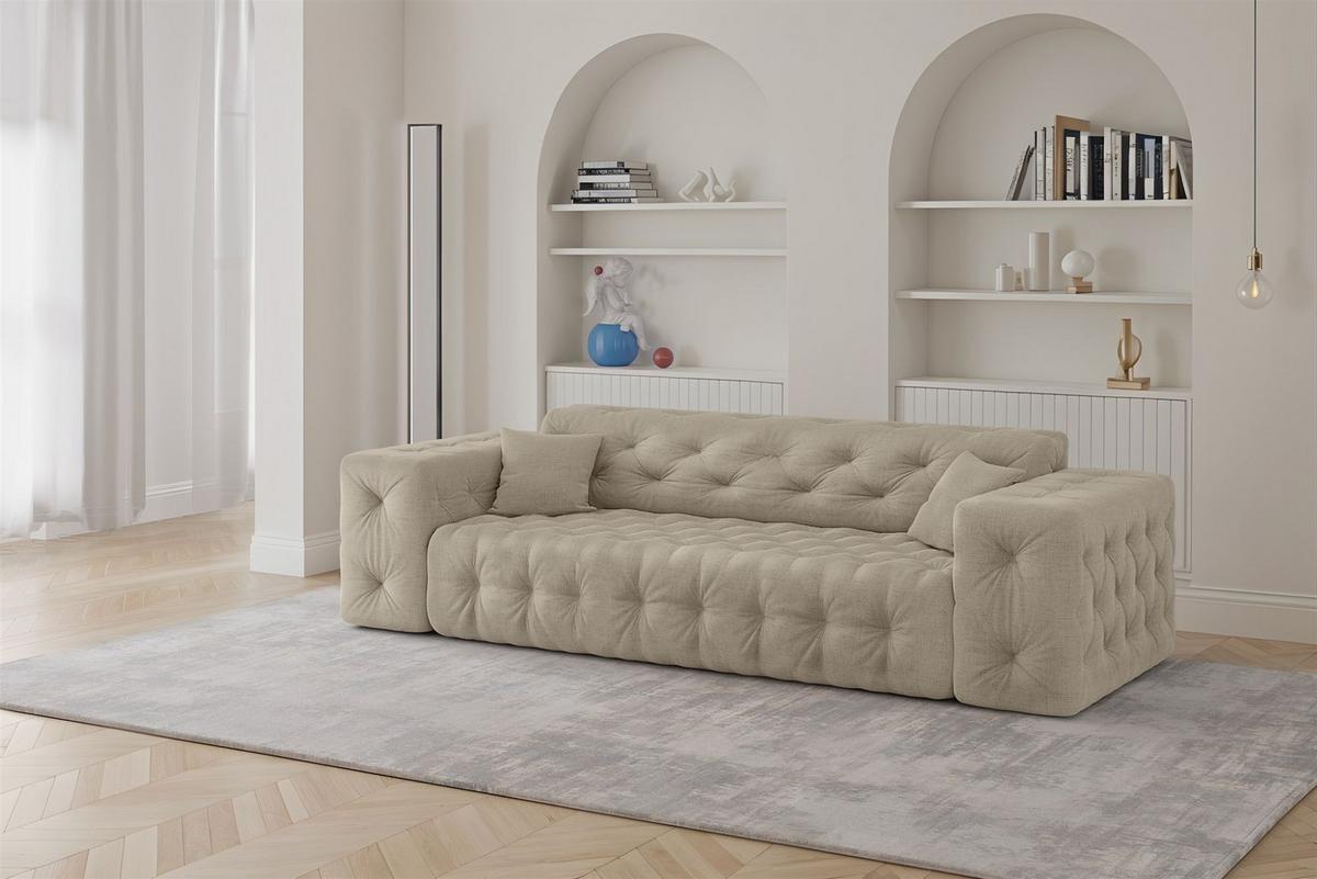 SOFA 3-sitzer Chantal In Moly - Beige, Holzwerkstoff/Textil (251/78/96cm) - Fun Möbel