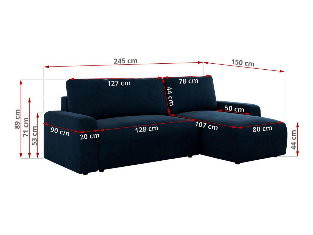 ECKSOFA ARGOS Dunkelblau Velours - Schwarz/Dunkelblau, Kunststoff/Textil (245/150cm) - MKS