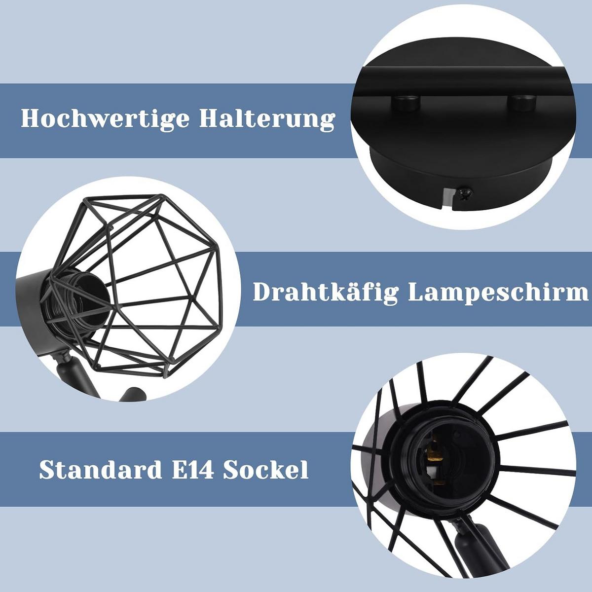 DECKENSTRAHLER Stralina 10/20/28 cm - Schwarz, Metall (28/10/20cm) - ZMH