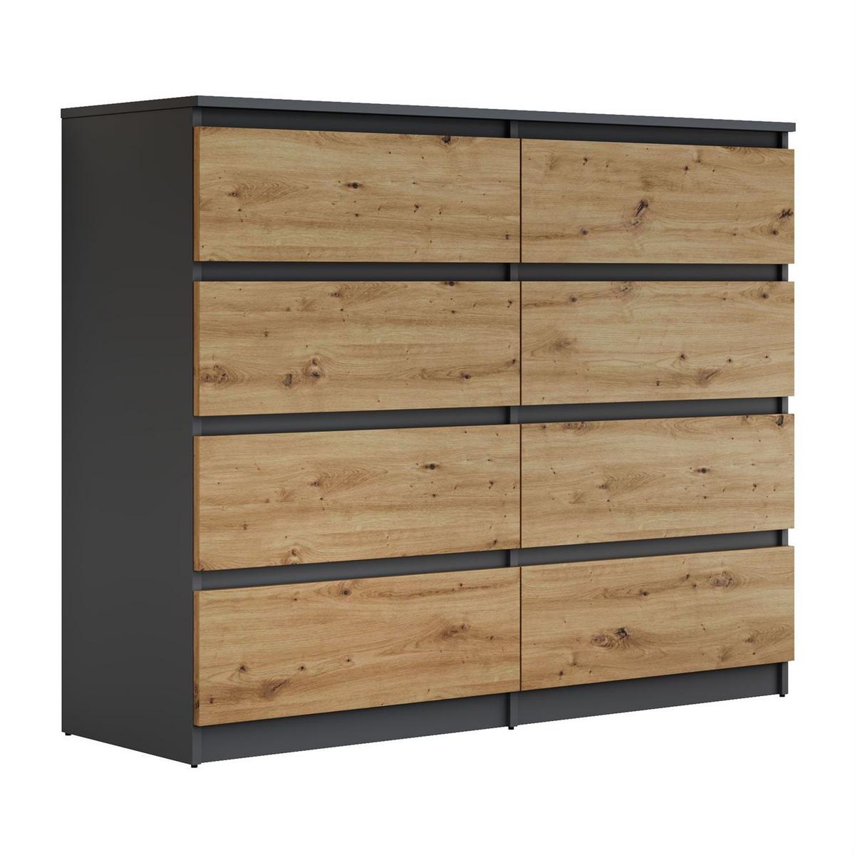 SIDEBOARD HANA M8 mit Schubladen Artisan Eiche / Anthrazit - Eiche Artisan, Holzwerkstoff (120/97/40cm) - Lookway